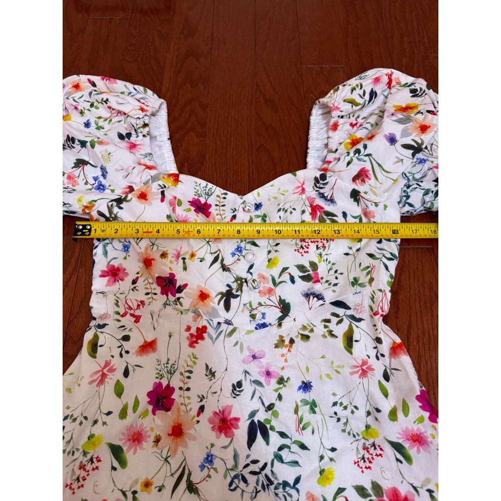 Endless Rose Women white Floral Puff Sleeve Maxi Dress Small Sweetheart Neck - Picture 3 of 6